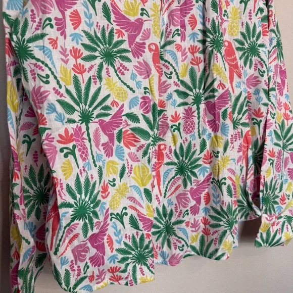 Boden Sienna Linen Shirt Multi Tropical Paradise - Picture 8 of 9